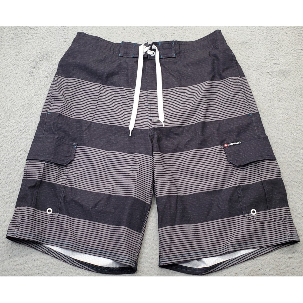 AIRWALK Swimwear Trunk Shorts Mens L Multi Liner Drawstring Waist Utility Pocket